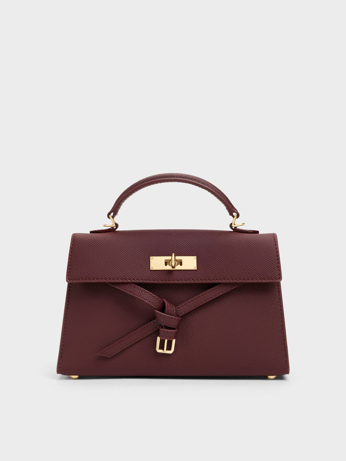 CHARLES & KEITH Value / Tricha Knotted-Belt Top Handle Bag - Wineberry Red