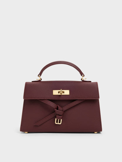 CHARLES & KEITH Value / Tricha Knotted-Belt Top Handle Bag - Wineberry Red