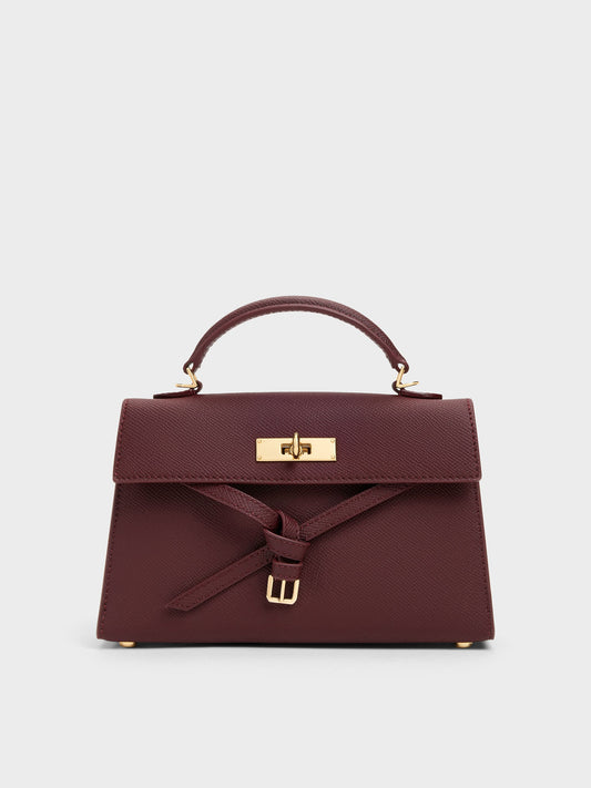 CHARLES & KEITH Value / Tricha Knotted-Belt Top Handle Bag - Wineberry Red