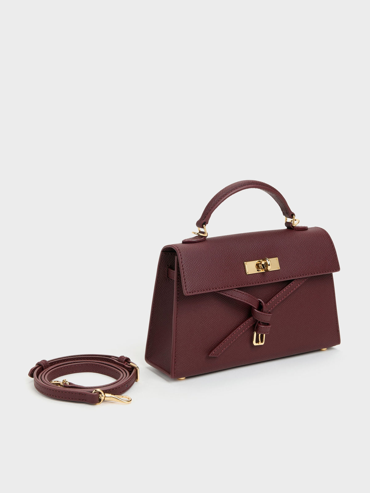 CHARLES & KEITH Value / Tricha Knotted-Belt Top Handle Bag - Wineberry Red