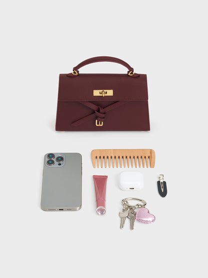 CHARLES & KEITH Value / Tricha Knotted-Belt Top Handle Bag - Wineberry Red