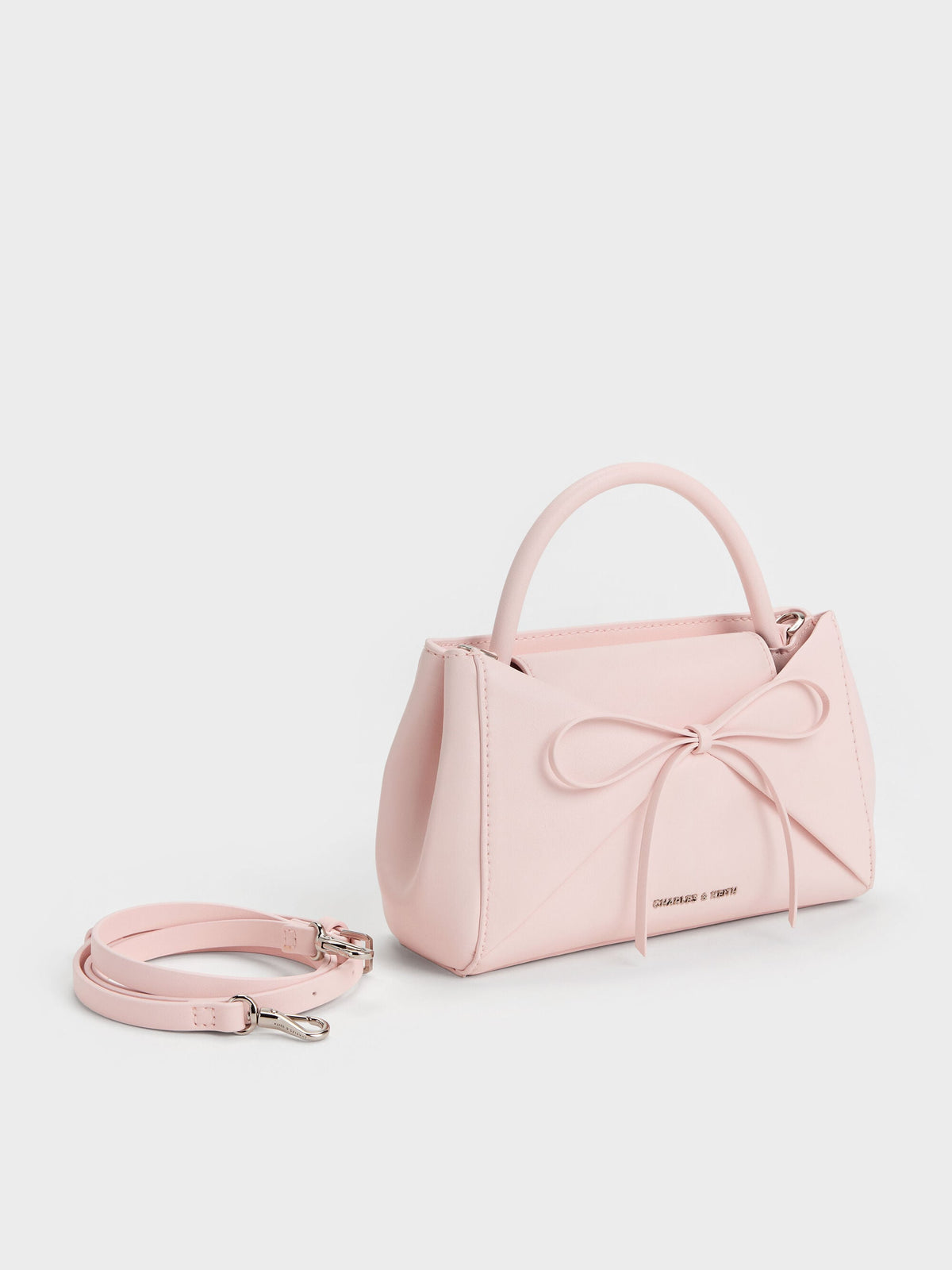 CHARLES & KEITH Popular / Hazel Bow Panelled Top Handle Bag - Soft Pink