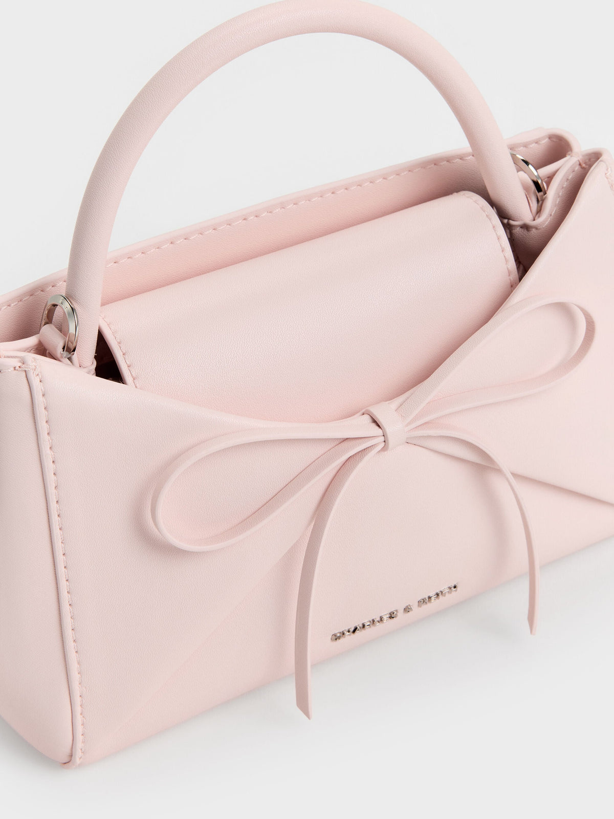 CHARLES & KEITH Popular / Hazel Bow Panelled Top Handle Bag - Soft Pink