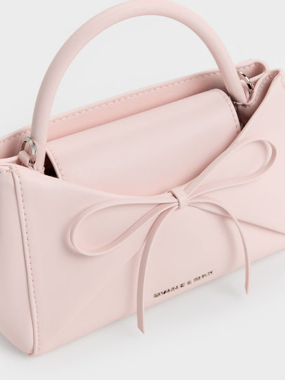 CHARLES & KEITH Popular / Hazel Bow Panelled Top Handle Bag - Soft Pink