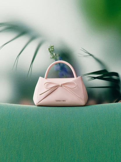 CHARLES & KEITH Popular / Hazel Bow Panelled Top Handle Bag - Soft Pink