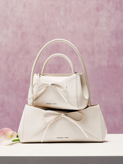 CHARLES & KEITH Everyday / Hazel Bow Panelled Top Handle Bag - Cream