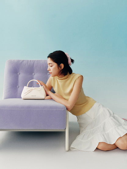 CHARLES & KEITH Everyday / Hazel Bow Panelled Top Handle Bag - Cream