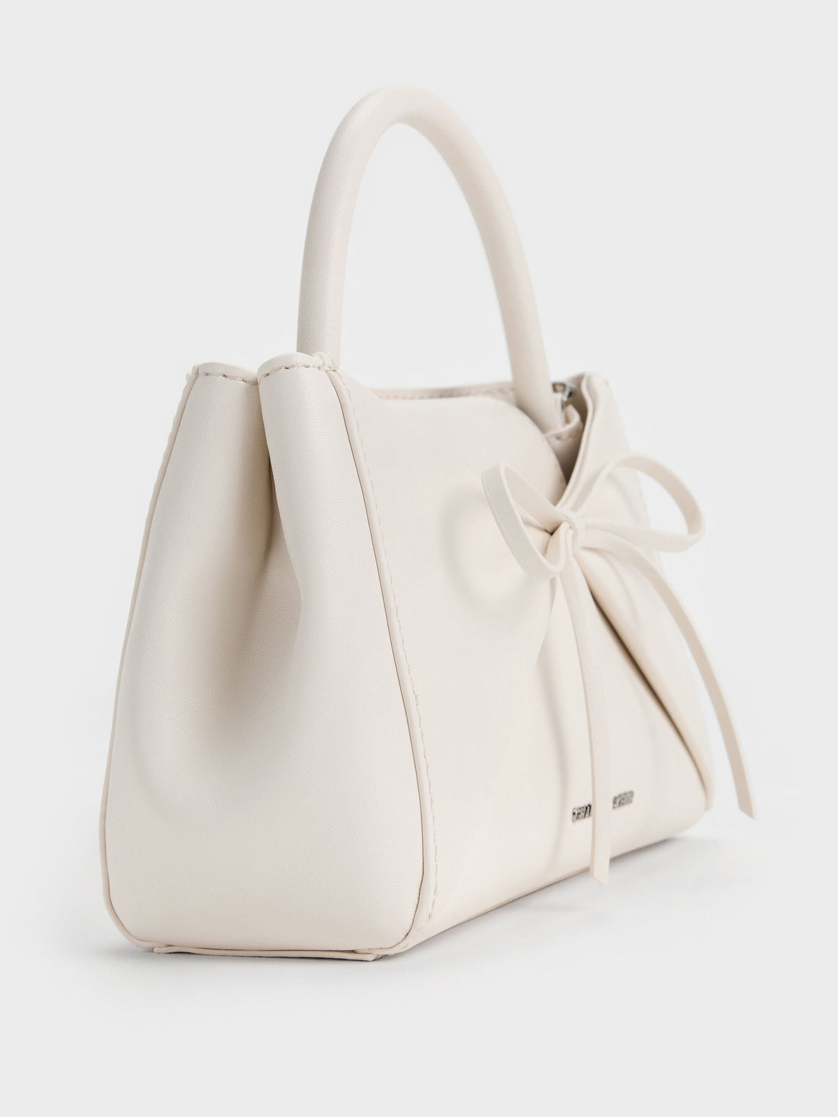 CHARLES & KEITH Everyday / Hazel Bow Panelled Top Handle Bag - Cream