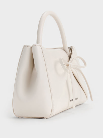 CHARLES & KEITH Everyday / Hazel Bow Panelled Top Handle Bag - Cream