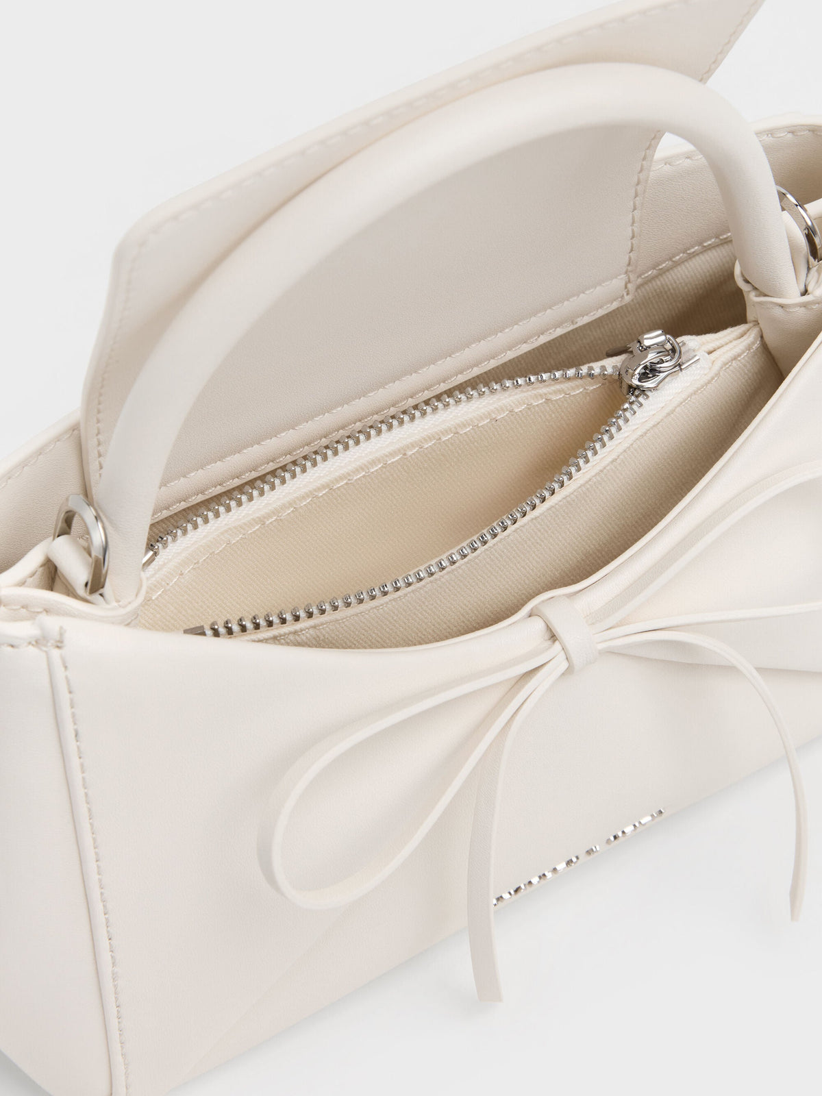 CHARLES & KEITH Everyday / Hazel Bow Panelled Top Handle Bag - Cream