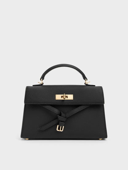 CHARLES & KEITH Premium / Tricha Knotted-Belt Top Handle Bag - Black