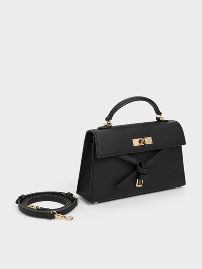 CHARLES & KEITH Premium / Tricha Knotted-Belt Top Handle Bag - Black
