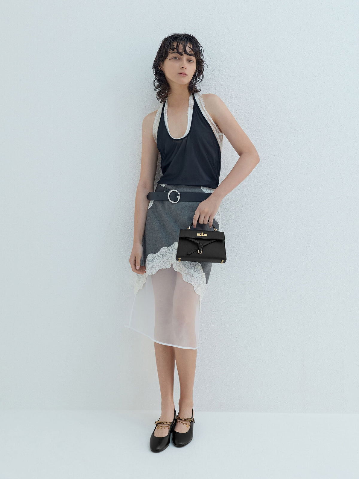 CHARLES & KEITH Premium / Tricha Knotted-Belt Top Handle Bag - Black