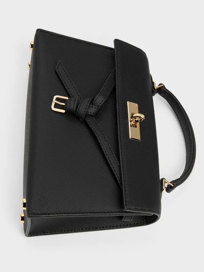 CHARLES & KEITH Premium / Tricha Knotted-Belt Top Handle Bag - Black