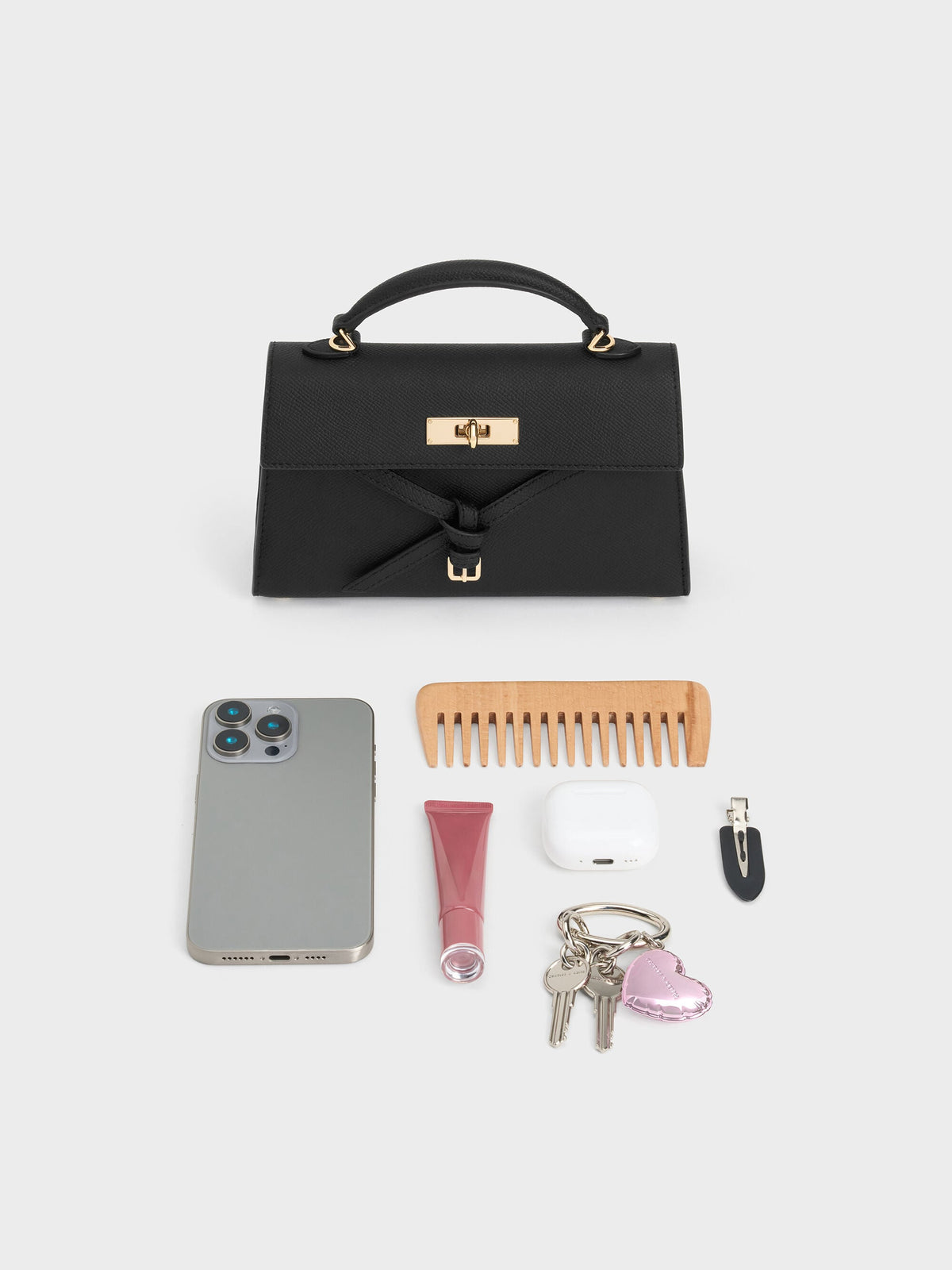 CHARLES & KEITH Premium / Tricha Knotted-Belt Top Handle Bag - Black