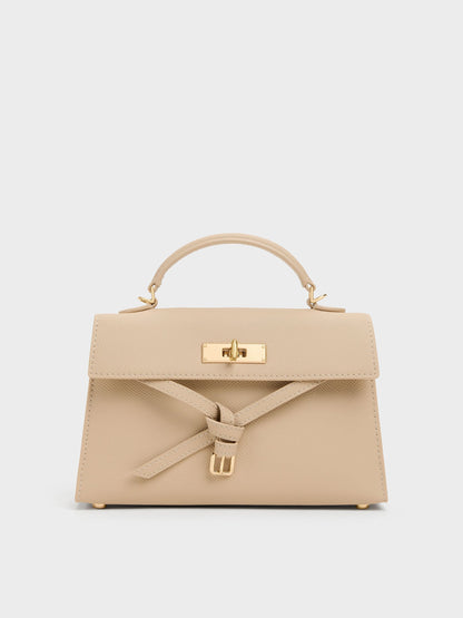 CHARLES & KEITH Special Offer / Tricha Knotted-Belt Top Handle Bag - Sand Beige
