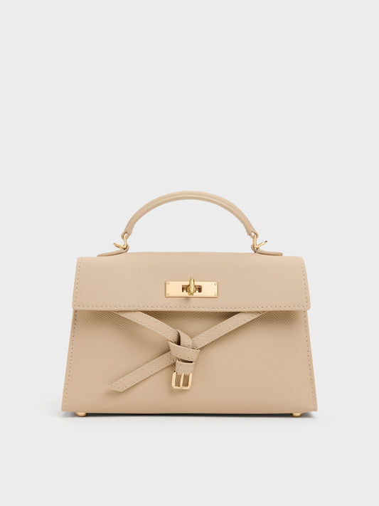 CHARLES & KEITH Special Offer / Tricha Knotted-Belt Top Handle Bag - Sand Beige