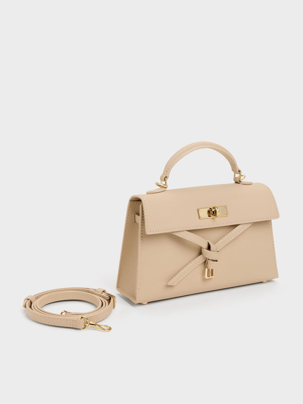 CHARLES & KEITH Special Offer / Tricha Knotted-Belt Top Handle Bag - Sand Beige