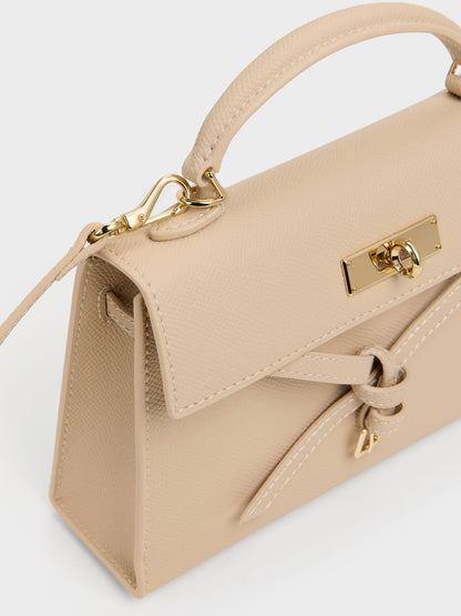 CHARLES & KEITH Special Offer / Tricha Knotted-Belt Top Handle Bag - Sand Beige