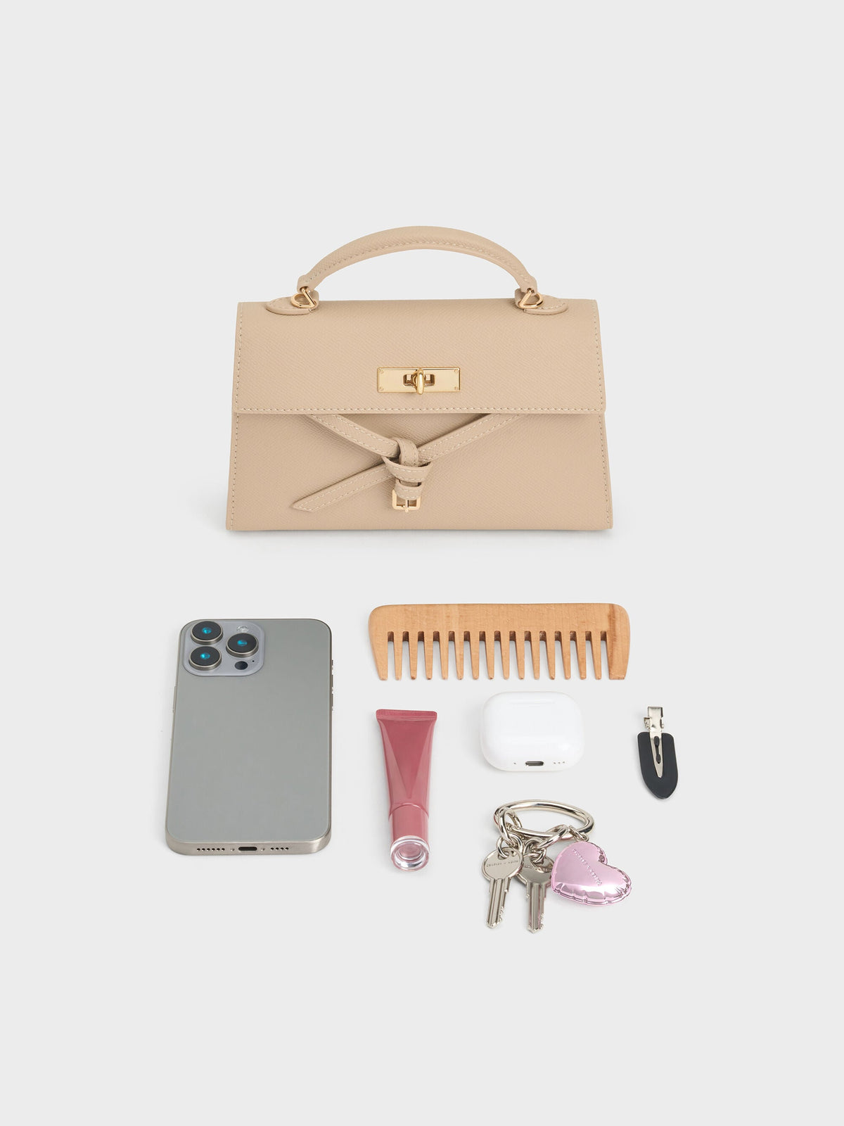 CHARLES & KEITH Special Offer / Tricha Knotted-Belt Top Handle Bag - Sand Beige