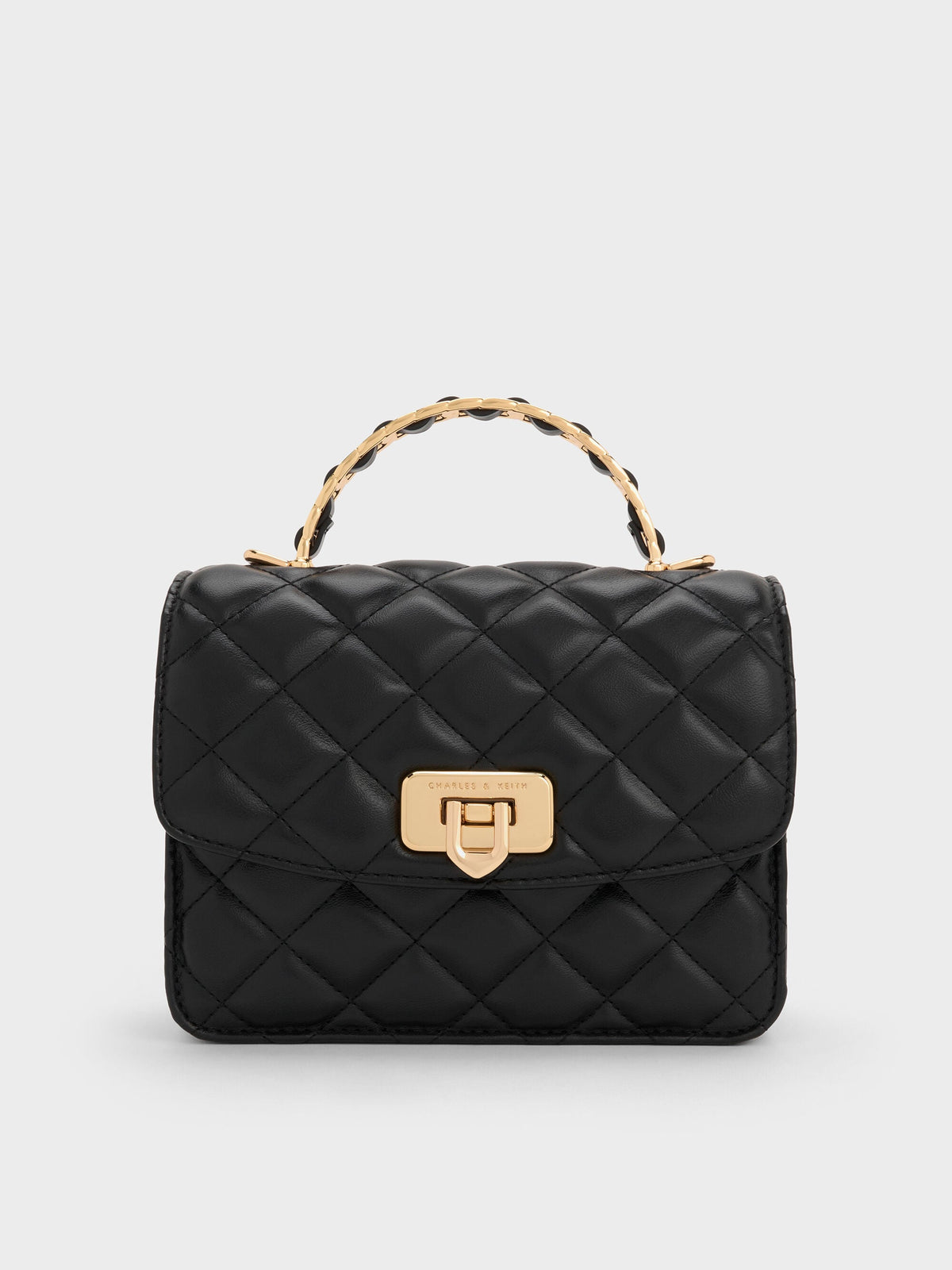 CHARLES & KEITH Quality / Cressida Quilted Top Handle Bag - Black