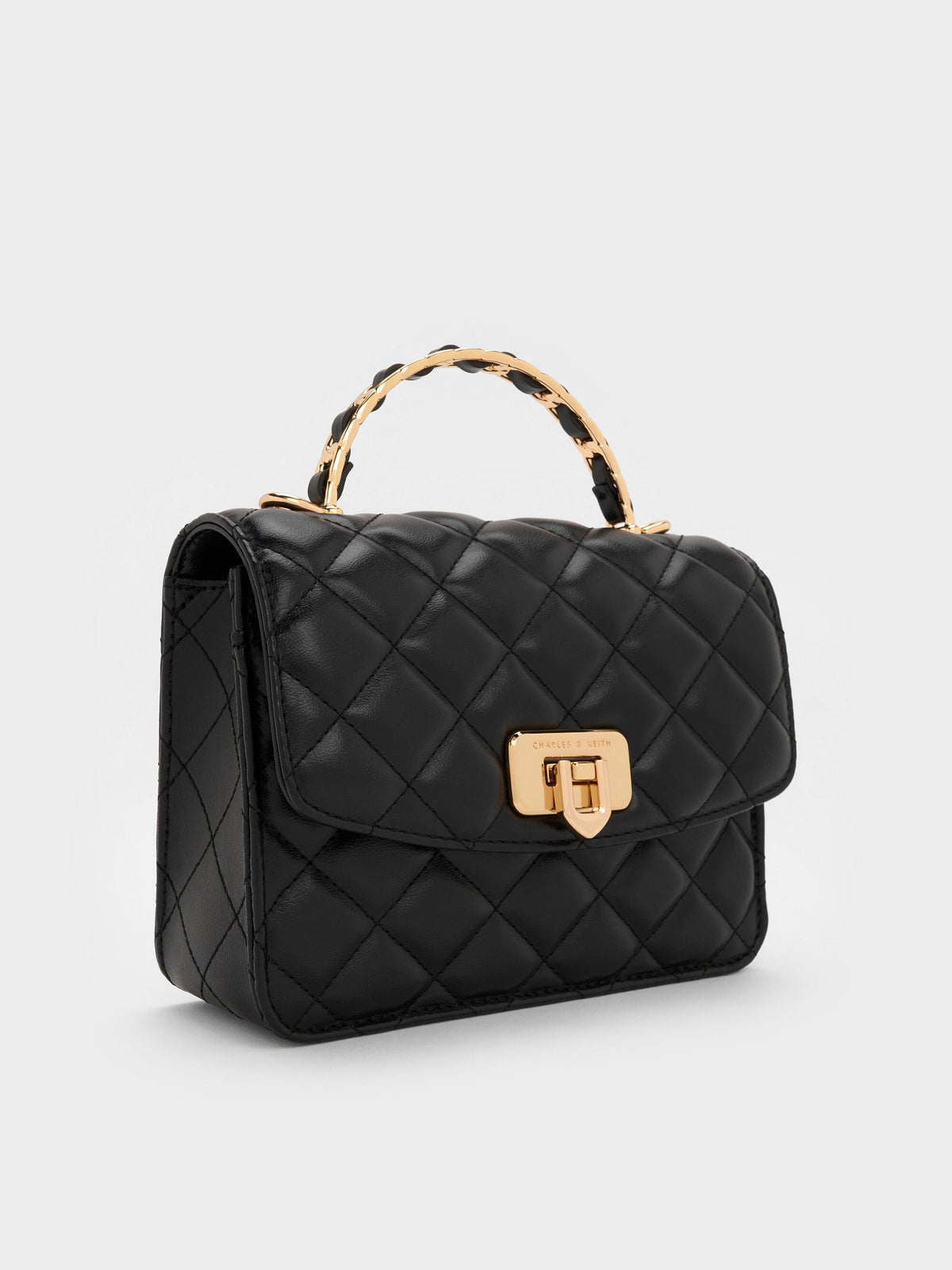CHARLES & KEITH Quality / Cressida Quilted Top Handle Bag - Black