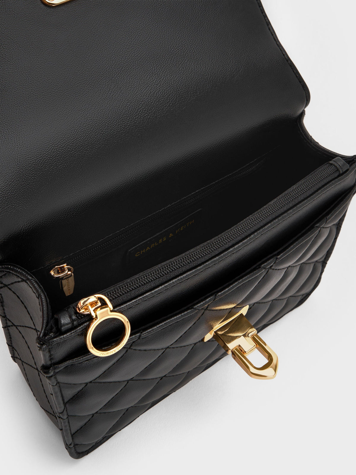 CHARLES & KEITH Quality / Cressida Quilted Top Handle Bag - Black