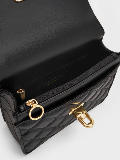 CHARLES & KEITH Quality / Cressida Quilted Top Handle Bag - Black