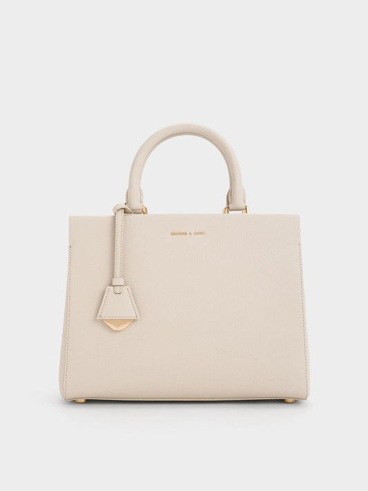 CHARLES & KEITH Customer Favorite / Mirabelle Structured Top Handle bag - Ivory
