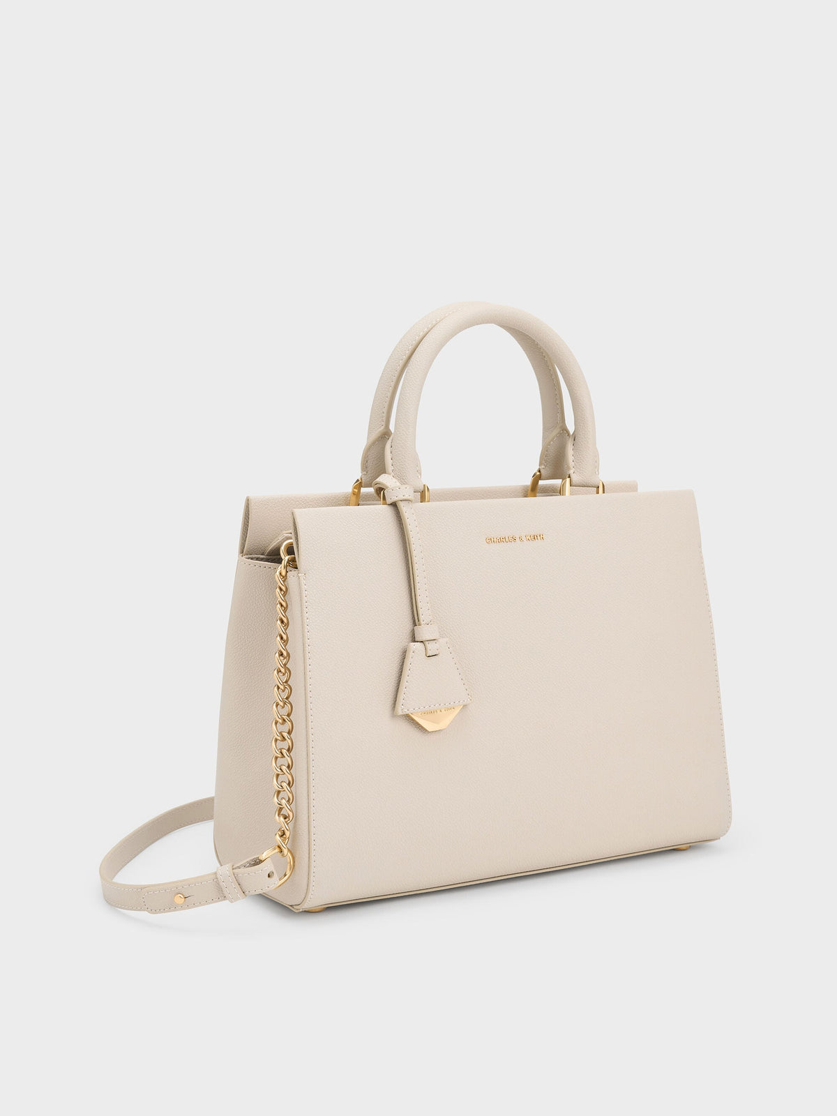CHARLES & KEITH Customer Favorite / Mirabelle Structured Top Handle bag - Ivory