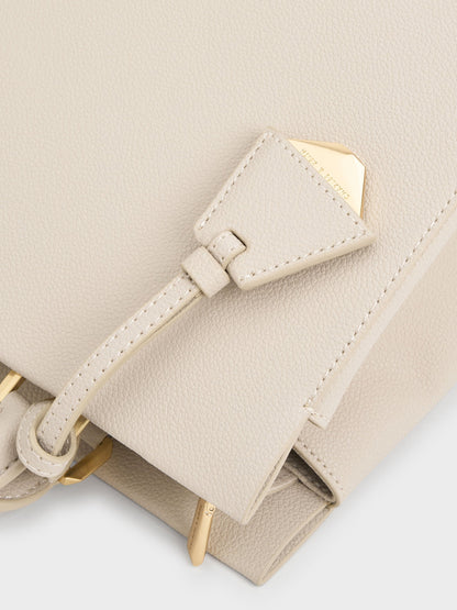 CHARLES & KEITH Customer Favorite / Mirabelle Structured Top Handle bag - Ivory