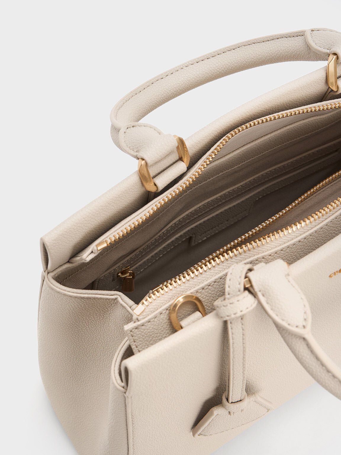 CHARLES & KEITH Customer Favorite / Mirabelle Structured Top Handle bag - Ivory