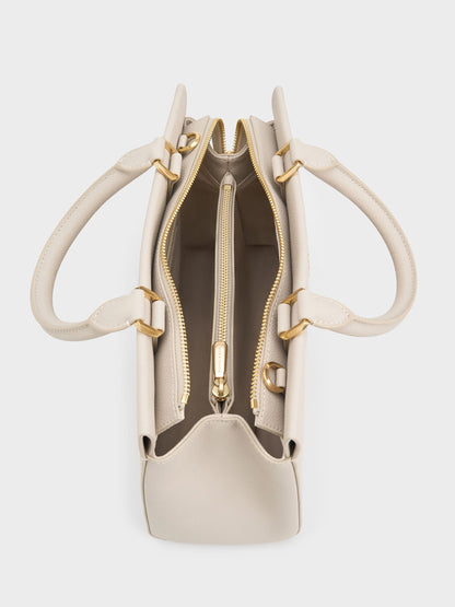CHARLES & KEITH Customer Favorite / Mirabelle Structured Top Handle bag - Ivory