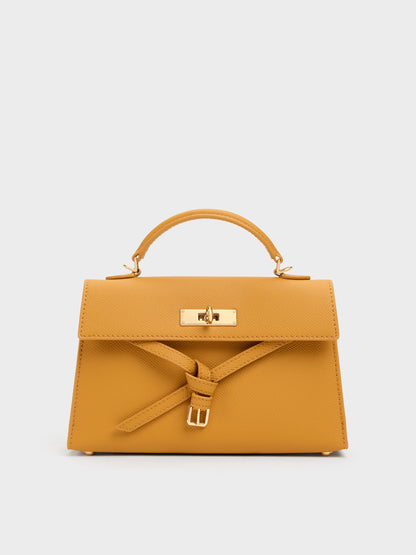 CHARLES & KEITH Recommended / Tricha Knotted-Belt Top Handle Bag - Saffron Yellow