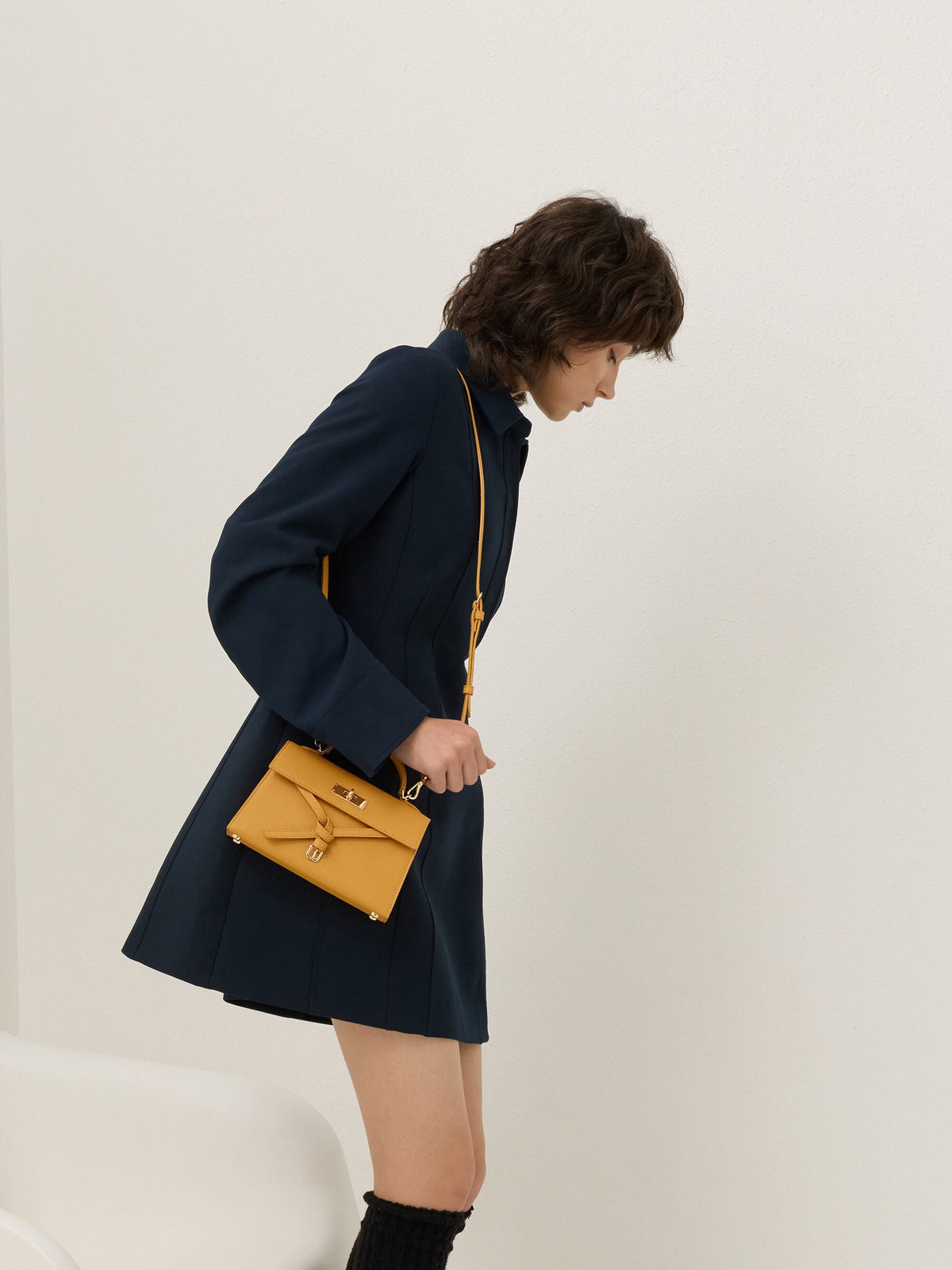 CHARLES & KEITH Recommended / Tricha Knotted-Belt Top Handle Bag - Saffron Yellow