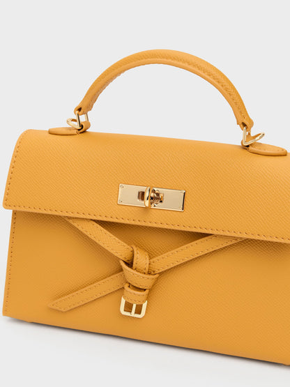 CHARLES & KEITH Recommended / Tricha Knotted-Belt Top Handle Bag - Saffron Yellow