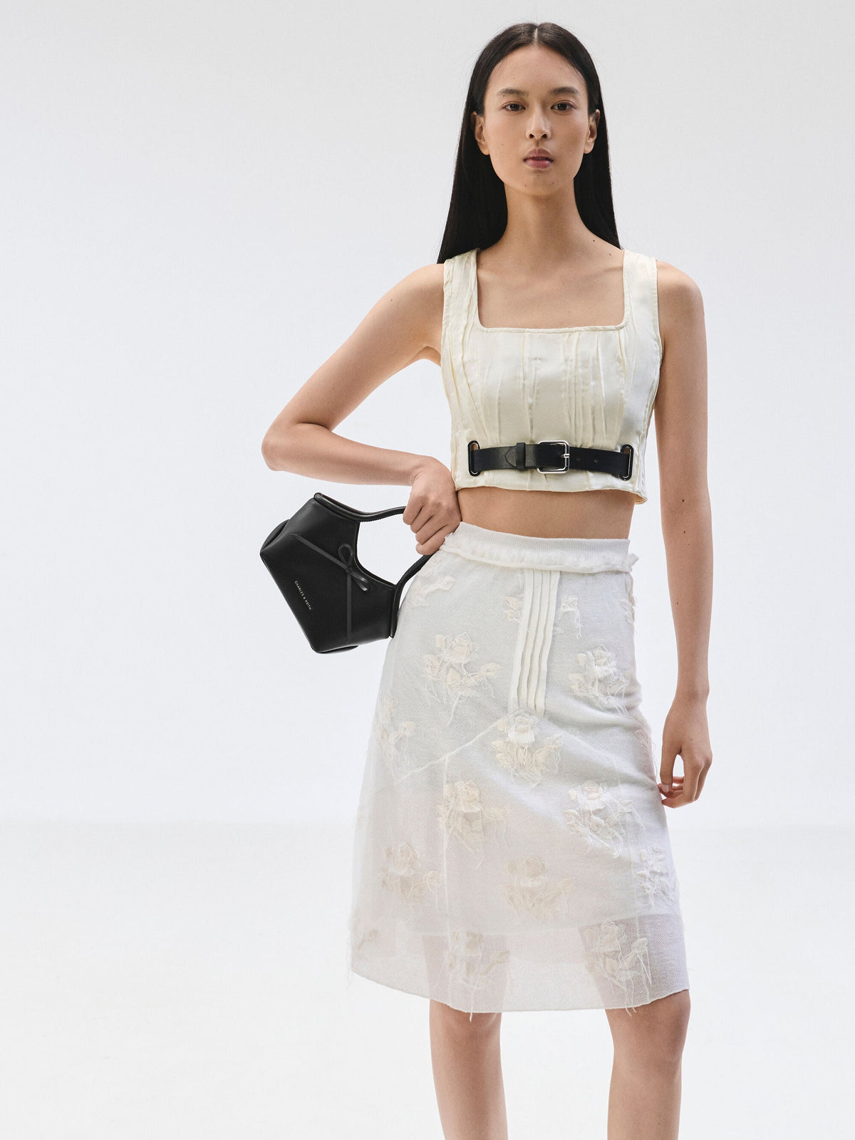CHARLES & KEITH Sale / Hazel Bow Tubular Top Handle Bag - Noir