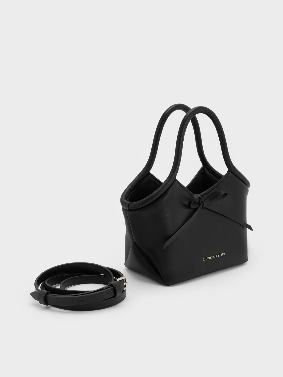 CHARLES & KEITH Sale / Hazel Bow Tubular Top Handle Bag - Noir