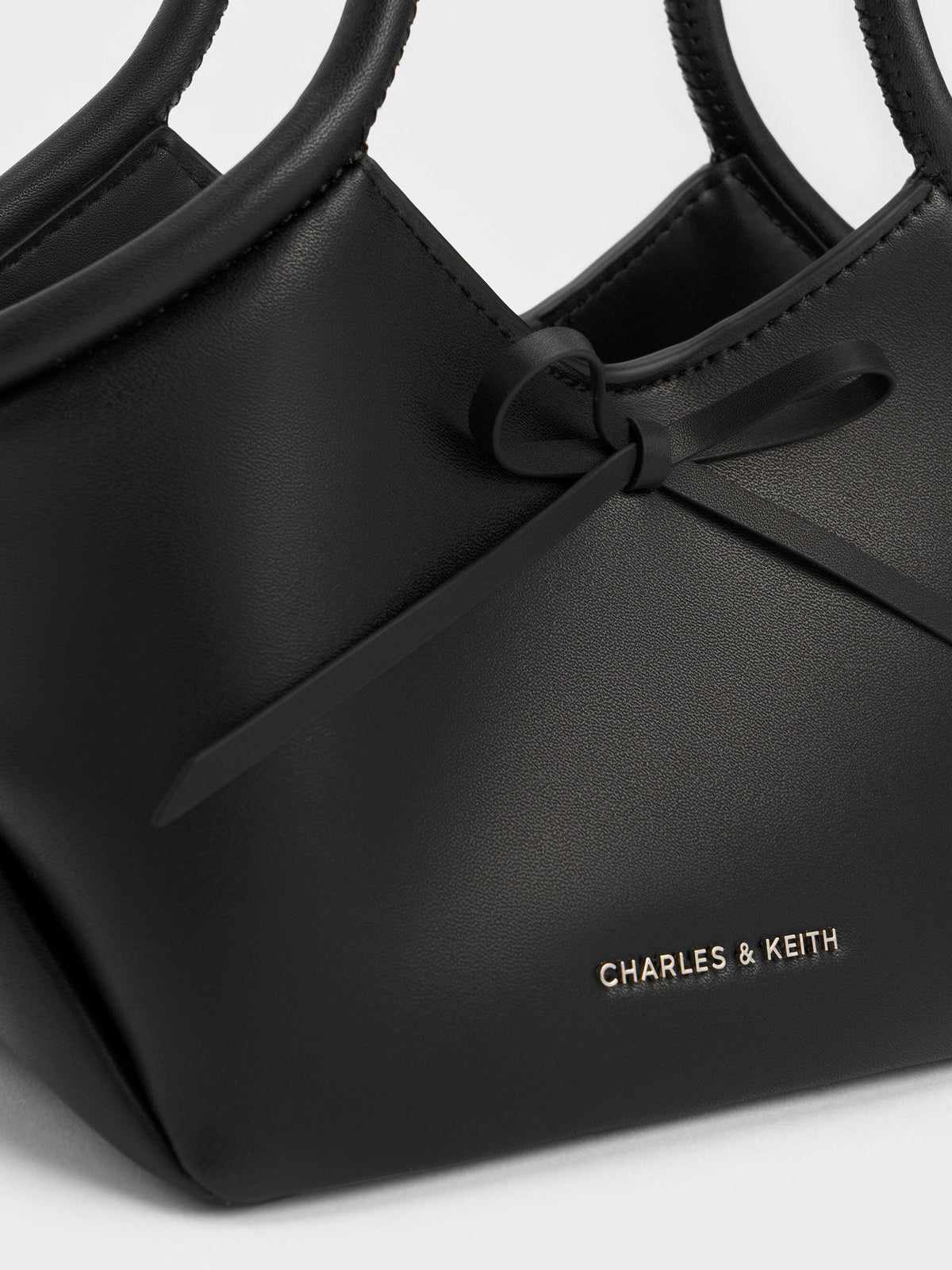 CHARLES & KEITH Sale / Hazel Bow Tubular Top Handle Bag - Noir