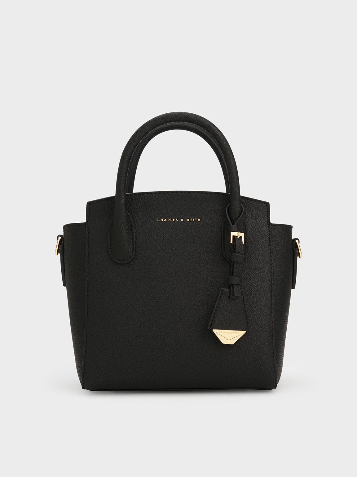 CHARLES & KEITH Everyday / Harper Structured Top Handle Bag - Black