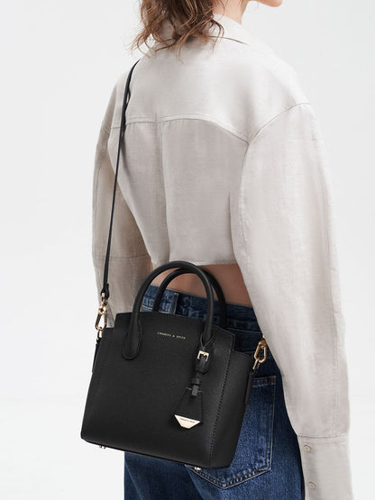 CHARLES & KEITH Everyday / Harper Structured Top Handle Bag - Black