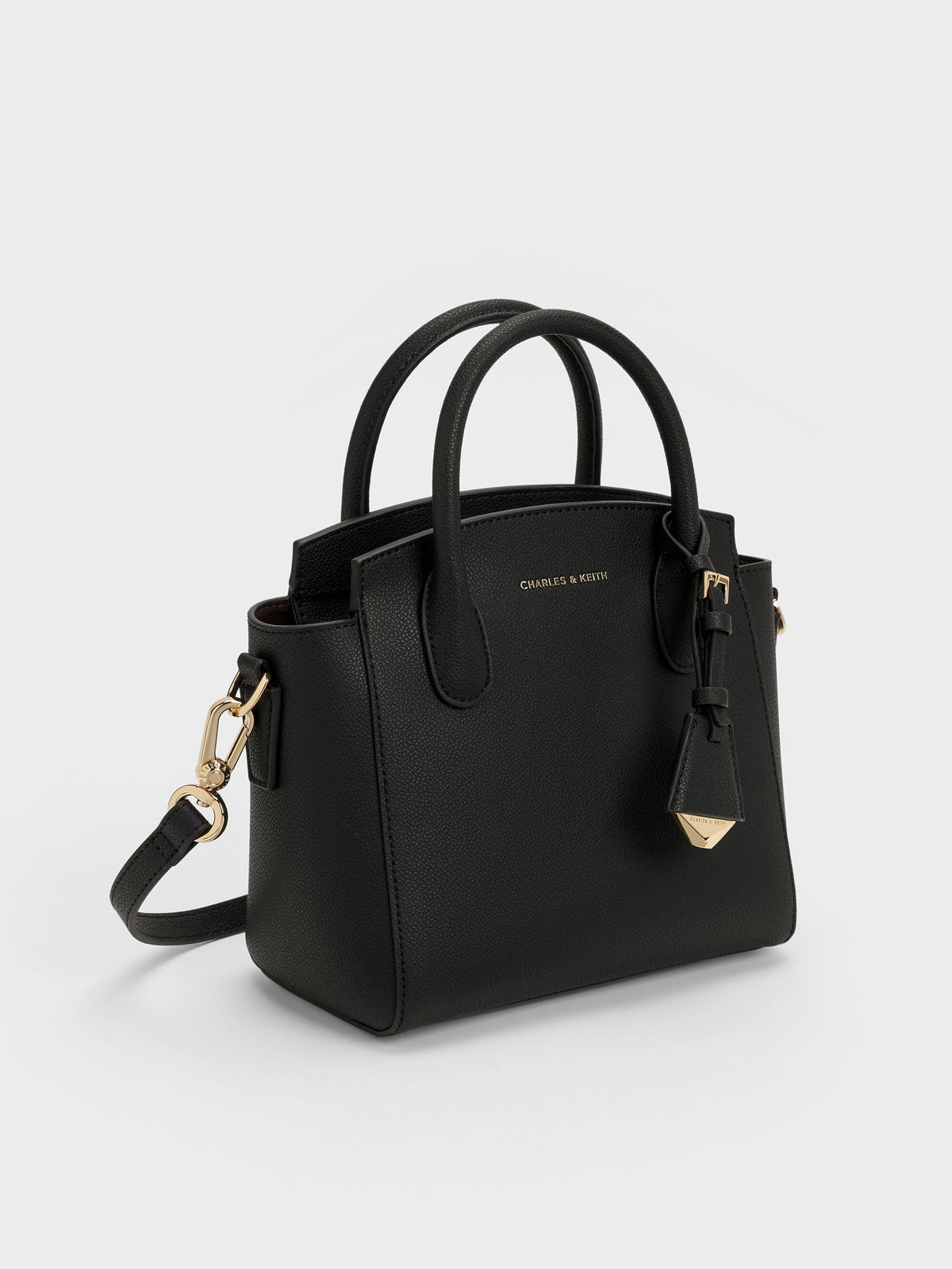 CHARLES & KEITH Everyday / Harper Structured Top Handle Bag - Black
