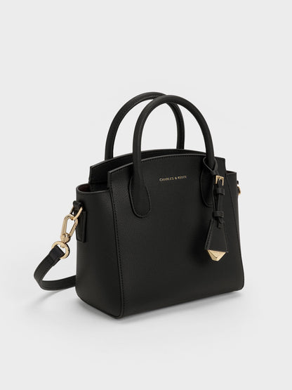 CHARLES & KEITH Everyday / Harper Structured Top Handle Bag - Black
