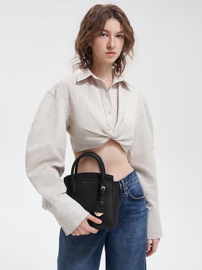 CHARLES & KEITH Everyday / Harper Structured Top Handle Bag - Black