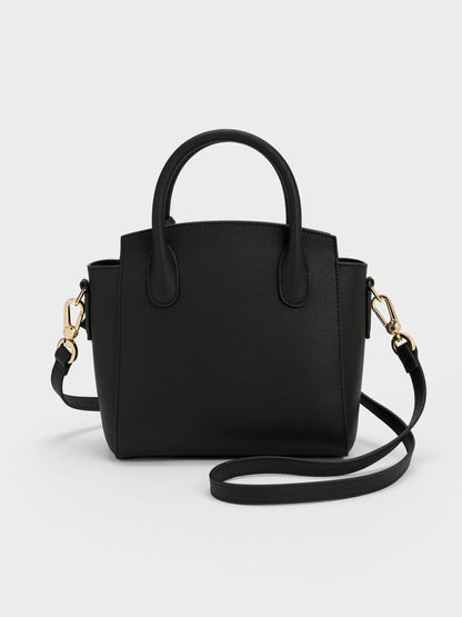 CHARLES & KEITH Everyday / Harper Structured Top Handle Bag - Black