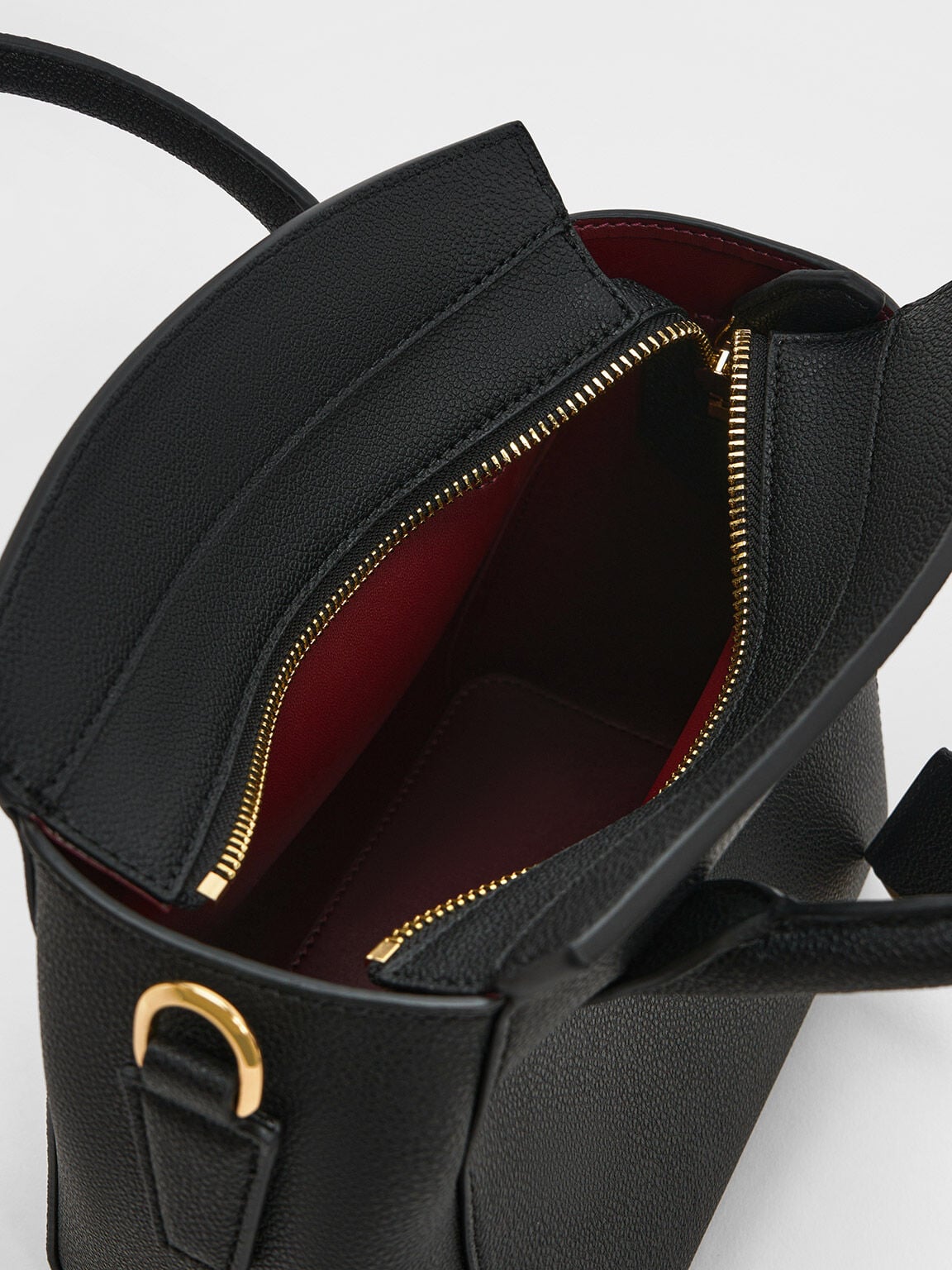 CHARLES & KEITH Everyday / Harper Structured Top Handle Bag - Black