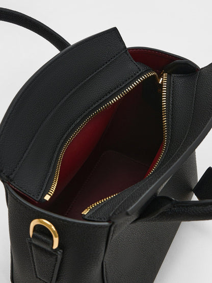 CHARLES & KEITH Everyday / Harper Structured Top Handle Bag - Black
