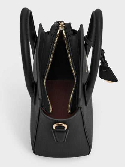 CHARLES & KEITH Everyday / Harper Structured Top Handle Bag - Black