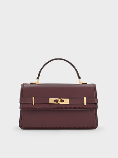 CHARLES & KEITH Featured / Arlet Belted Top Handle Bag - Wineberry Red