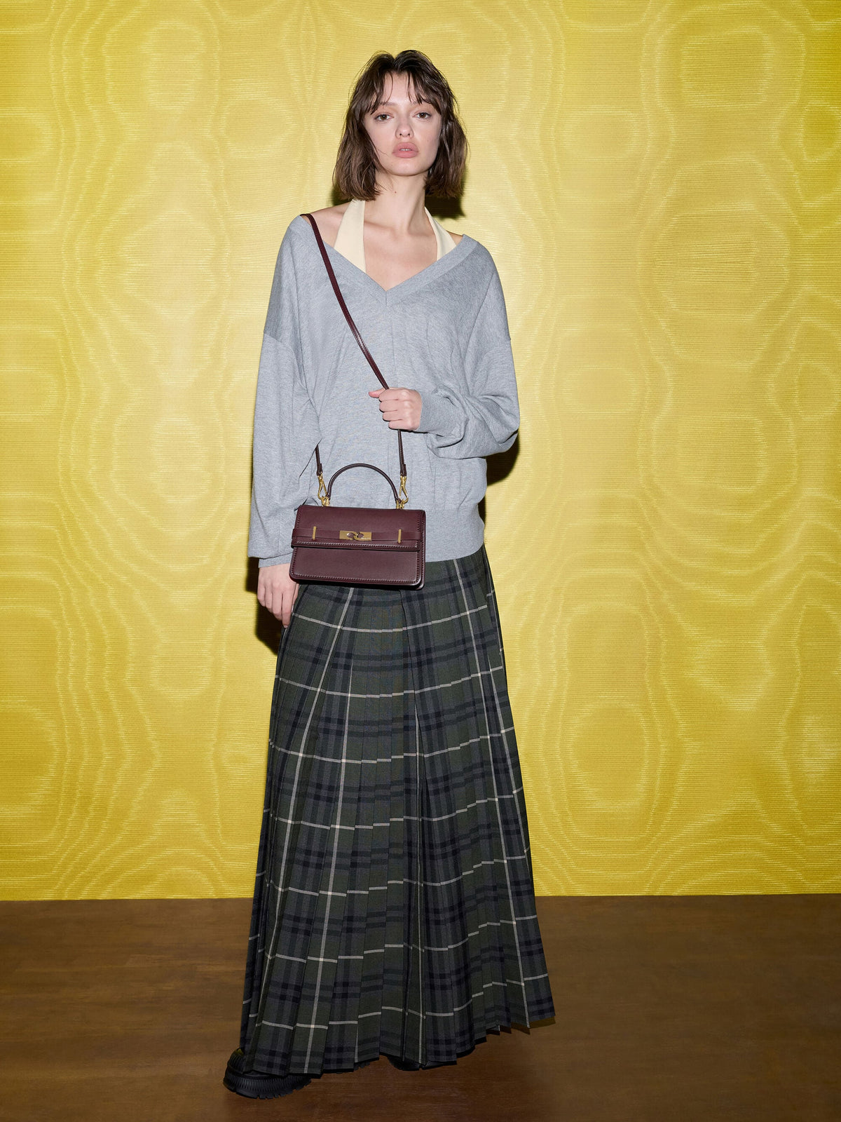 CHARLES & KEITH Featured / Arlet Belted Top Handle Bag - Wineberry Red